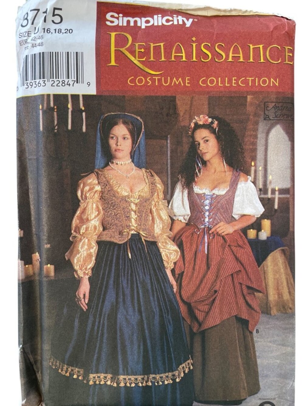 Vintage Simplicity 8715 Renaissance Sizes 16-18-20 Costume Pattern Retro UNCUT